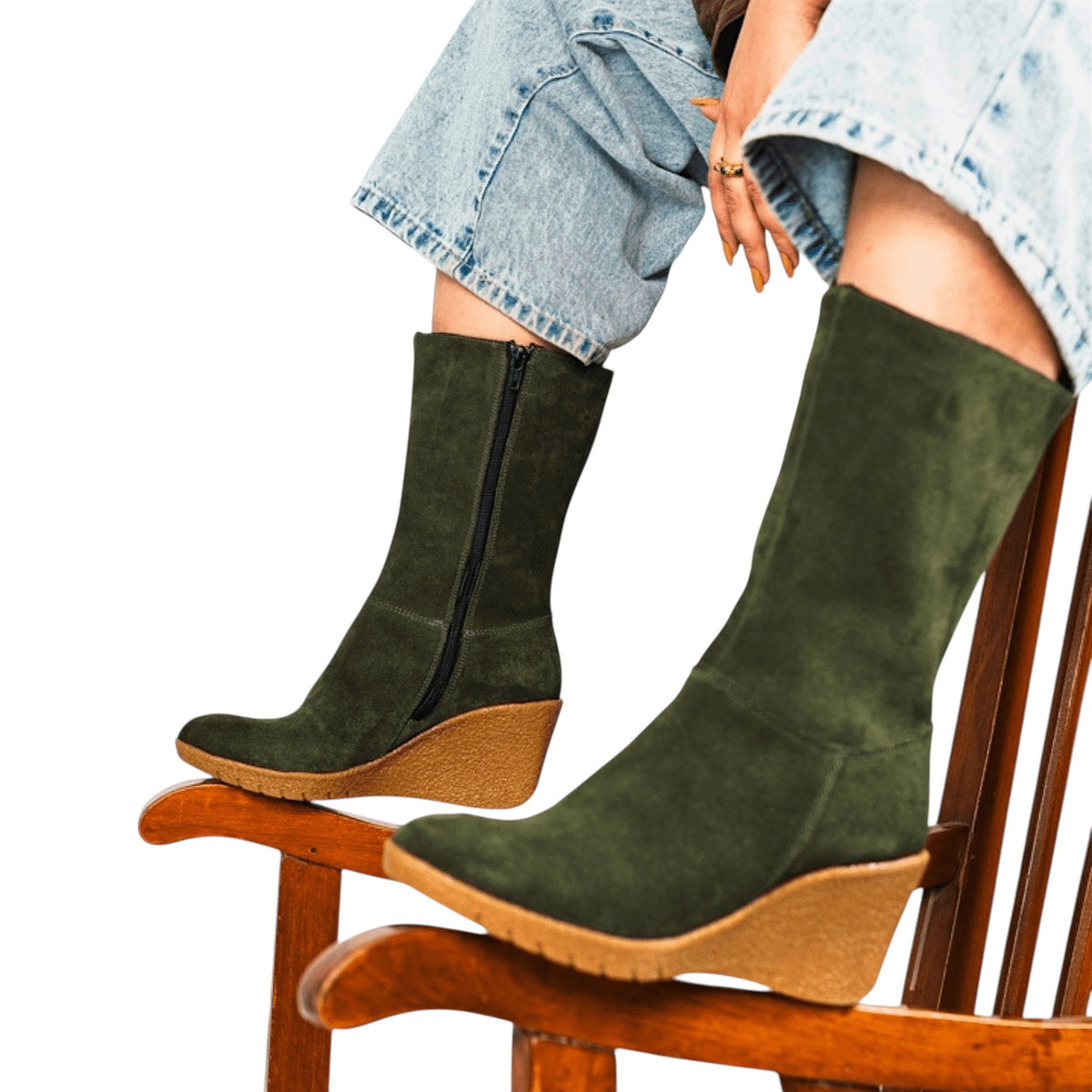 Suede Wedge Boots